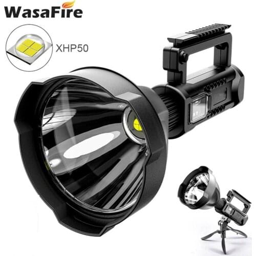 WasaFire Powerful LED Flashlight Portable Spotlight XHP70 Torch USB Rechargeable Searchlight Waterproof Spotlight Flishlight