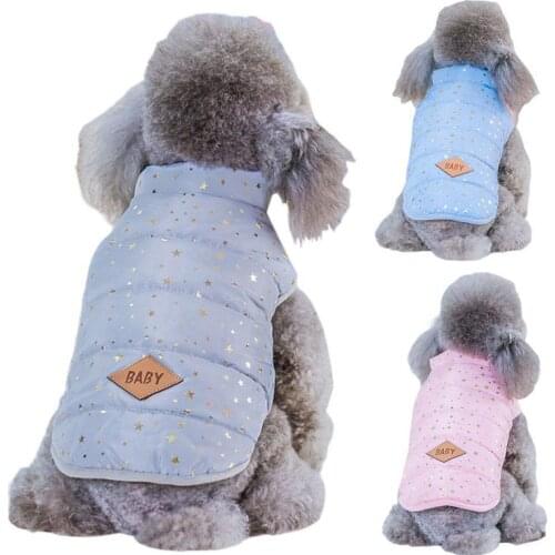 Pet Soft Fleece Velvet Coat With Button Stars Printed Casual Vest Winter For French Bulldog Down Coat Dog Daily Outfit