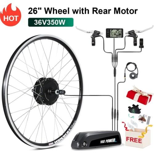 Ebike Conversion Kit with Battery 36V 12.5Ah 36V 350W 26'' E bike Rear Wheel Hub Motor Kit for Electric Bike Kit with Battery