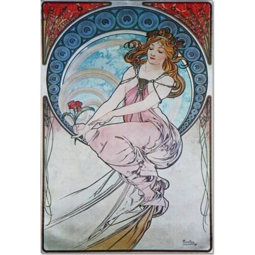Custom Alphonse Mucha Wall Art Canvas Painting Nordic Retro Posters Prints Room Decor Pictures Home Decoration