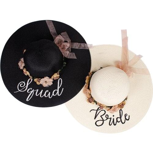 2020 New Bride Embroidery Sun Hat Summer Fashion Broad Eaves Beach Shade Hat Lace Flower Decoration Straw Hats