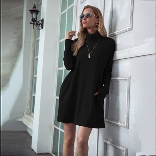 Autumn Turtleneck Women Dress Pure Color Pregnant Womens Dress Soft Comfortable Cotton Lattice Vestidos Gestante Maternity Gown