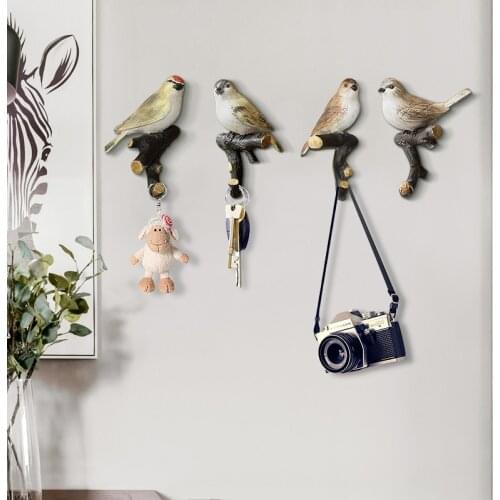 Poly realistic bird cloth hook keychain holder wall decorative hanging creative gifts living room nordic style