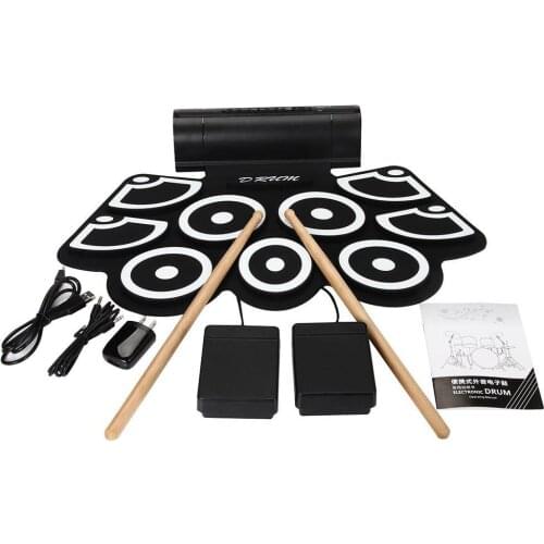 Portable Electric Drum Set 9 Silicon Pads USB Electronic Drum Kit with DrumSticks Foot Pedal Audio Cable Percussion Instrument