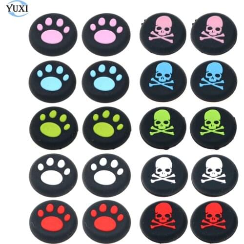 YuXi 2pcs Cat paw & Skull Silicone Joystick Thumbsticks Grip Caps for Dualshock 4 PS4 Pro Slim Controller for XBox One X S