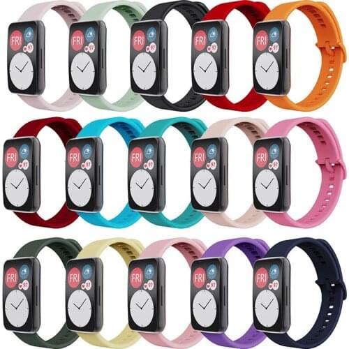 Silicone Strap SuitableFor Huawei Fit Watch With Smart Replacement Strap Sports Waterproof Solid Color Soft Silicone Bracelet