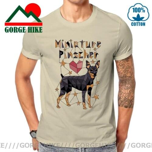 Moins Cher Print Tops Cute Tees One Piece Japan Style Cotton Clothes Black Retro Geometric Miniature Pinscher Silhouette T-shirt