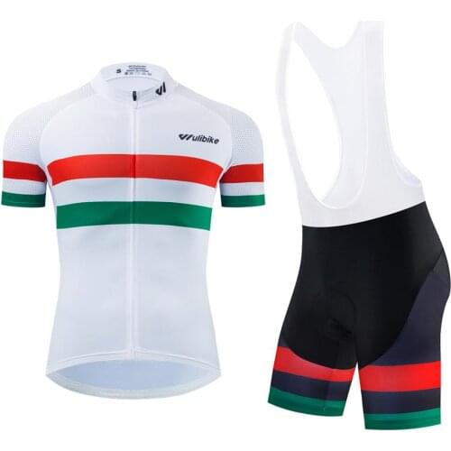 Wulibike cycling short sleeve bib set mens bicycle clothes outdoor sport breathable cycling jersey suit man uv protection italy
