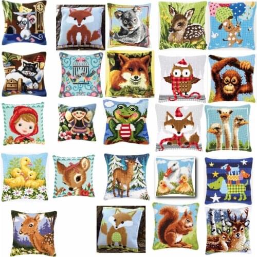 Animals 2 style Cross Stitch Pillow Mat DIY Craft Tapestry Pillow 42CM by 42CM Needlework Crocheting Cushion Embroidery