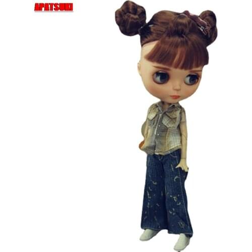1SET Fashion Doll Clothes For Blythe Doll Outfits Grey Coat Vest Pants Trousers For Blyth Doll 1/6 Doll Accessories