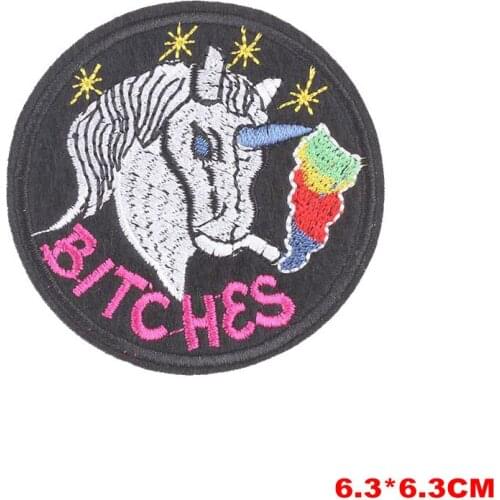 1pcs Unicorn Cool Biker Patch Clothes Badge Iron On Cheap Embriodered Patches for Clothing Diy Jacket Applique Punk Stickers