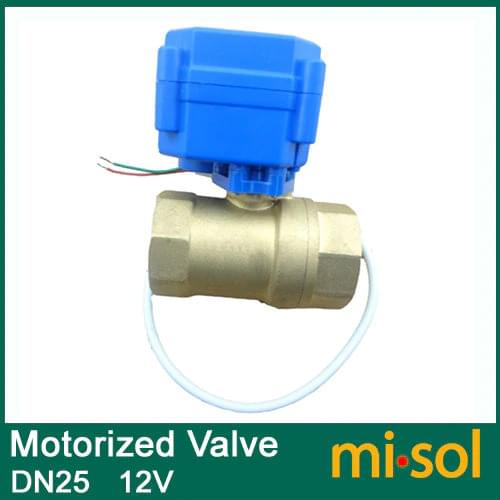 1pcs motorized ball valve DN25 (reduce port), 2 way, 12V electrical valve