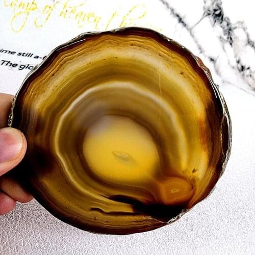 2pcs Natural Agate Geode PolishedCrystal Slice Stone Mineral Home Decoration stone original agate cup pad agate stone sliced