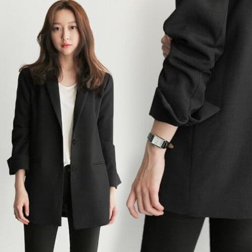 2018spring and autumn new Korean version of the small suit female long section suit long-sleeved fashion wild casual simple coat