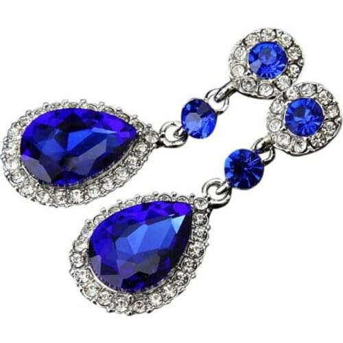 5 Colors Wedding Jewelry Rhinestone Earrings For Women Round Bohemian brincos Waterdrop Crystal Dangle Earrings Dropshipping