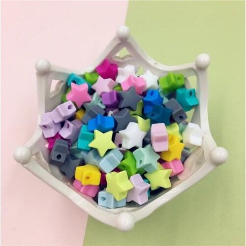 500pcs 25mm Silicone Beads Star Shape Food Grade Teether BPA Free Teething Necklace Bracelet Diy Jewelry Baby Teether Toy