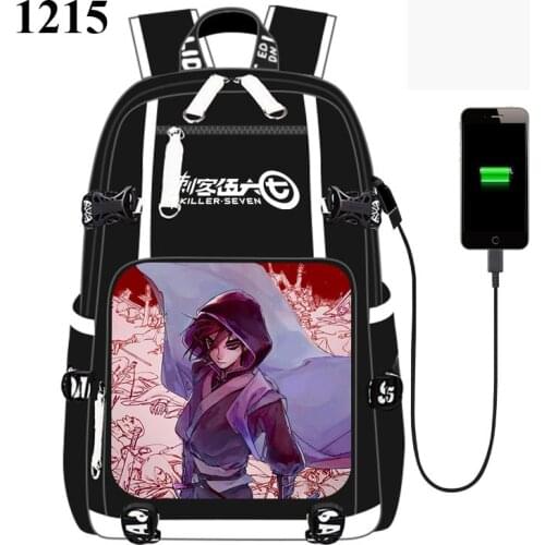Anime Killer Seven USB Port Backpack Bag School Book Students Outdoor Bag Rucksack Cartoon