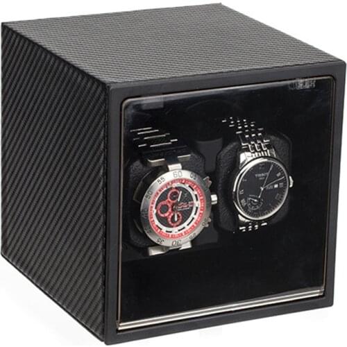 Carbon Fiber Double Head Automatic Mechanical PU Watch Winder Box Mover Rotator Winding Serie Connection Watch Cabinet Remontoir
