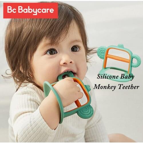 BC Babycare Animal Silicone Baby Teether BPA Free Newborn Chew Dental Care Toothbrush Cartoon Monkey Gloves Pacifier Teethers