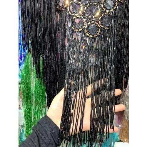 Ss015 # one bag 50cm black fringe collar ornaments fringe tassel for bridal gown wedding/dress decoration