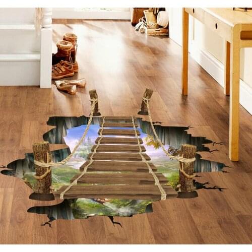 COVPAW Wall Floor Sticker Drawbridge Suspension Bridge Living Room Bedroom Removable Home Decor Wall Decal Kid Childrens Room