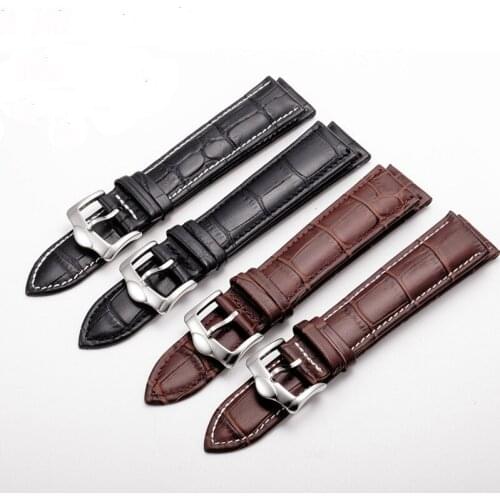 Men women leather strap Genuine Leather Watchband With Pin Buckle Bands Croco Grain Bracelet for Watch sized in 20 22 mm