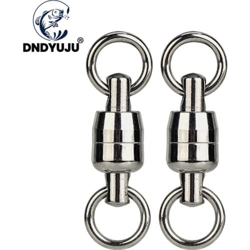 DNDYUJU 5pcs Stainless Steel Fishing Connector High Strength Ball Bearing Rolling Swivel Solid Ring Ocean Fishing Accessories