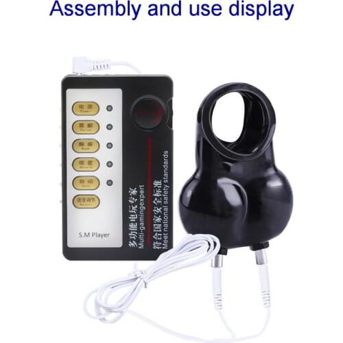 Adult electric shock pulse scrotal bondage bag penis JJ ring testicular clasp bondage alternative sex toys