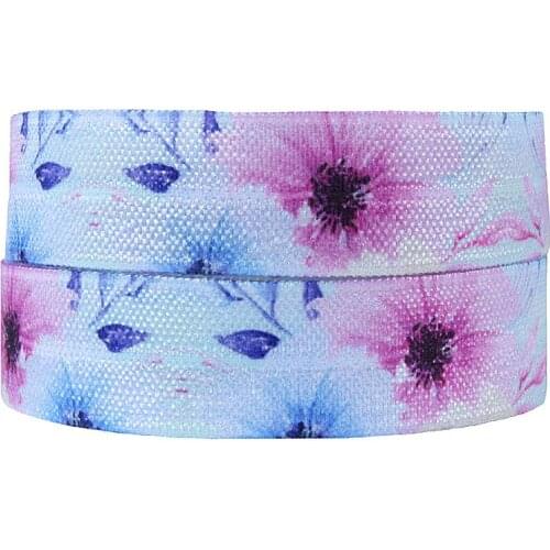 FLRA Elastic(100yards/lot) Watercolor floral foe for elastic hair bands