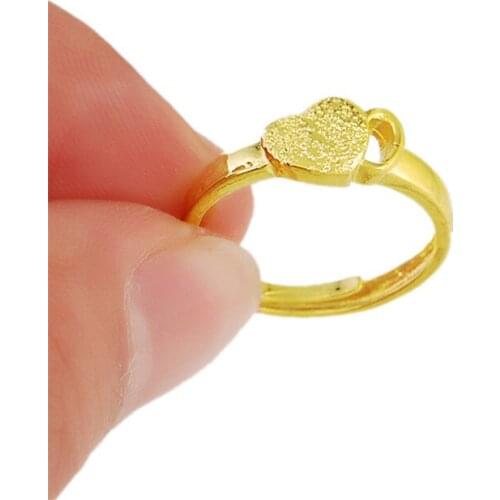 Beautiful Romantic Adjustable Heart Rings Fashion 24K Gold Color Jewelry Wedding Rings Wholesale Retail R035