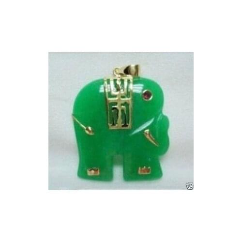 Hot sell Fast SHIPPING Fast shippingCharming! Green Jade Elephant Pendant Necklace