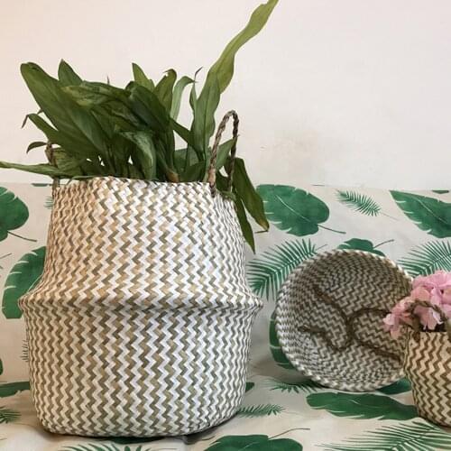 Macrame Tassel Wicker Basket Handmade Decor Garden Flower Pots Study Room Storage Rattan Basket Home Organizer Woven Basket