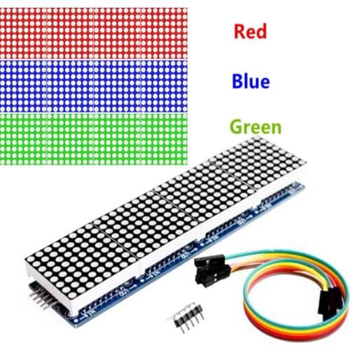 MAX7219 Dot Matrix Module Microcontroller 4 In One Display with 5P Line 4 in 1 Red/Green