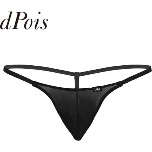 Mens Mesh See Through Sheer Bulge Pouch Homme Super Low Rise T-Back G-String Thongs Bikini Briefs Underwear