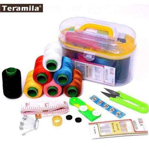 Teramila Sewing Kits Needle Thread Scissor Ruler Tool Sets 46pcs/set Handsewing Must Have Storage Box