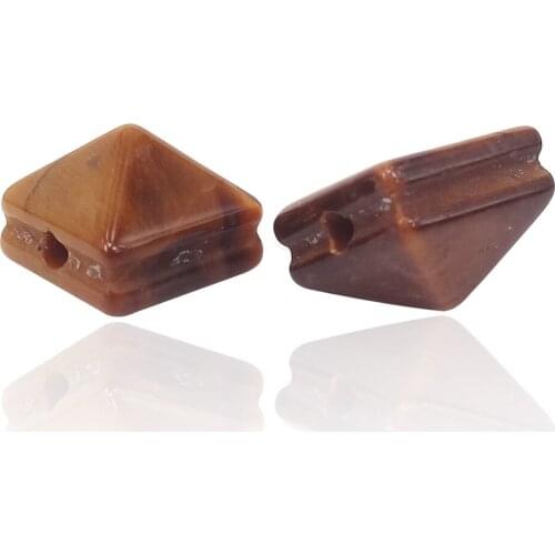 Natural Gem Stone Square Pyramid CAB Yellow Tiger Eye Bead For Men Women HIP Hop Bracelet DIY Fashion Jewelry making Loose Beads