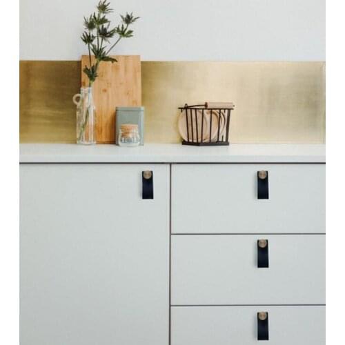 2021 Export Left Goods Real big auction Discount Leather Handle Brown Genuine Leather Pull Furniture Handle Black Pulls