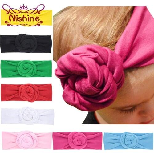 Nishine New Rose Cotton Blend Headwraps Winter Warm Turban Girls Tie Knot Headband Bandeau Bebe Christmas Gift