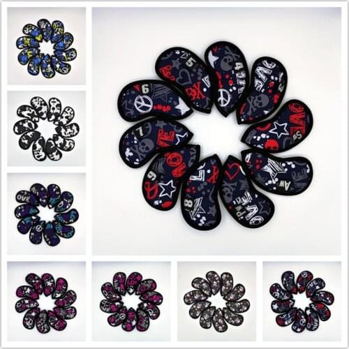 New 9pcs/lot Skull Golf Iron Head Covers Individuality PU Golf Irons Set Covers #4-9PAS 6 Colors For Man Women