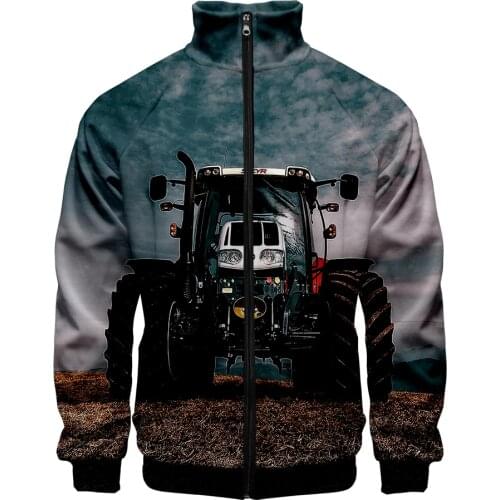 New 3D Tractor Pattern Car Zipper Sweatshirt Casual Hoodies Fashion Hip hop Sweatshirt Men/women Jacket Boys/girls/Kids Clothes