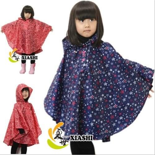 Lovely Cute Kids Poncho Slim And Lightweight Waterproof Boys And Girls Raincoat Little Star Cloak For Children