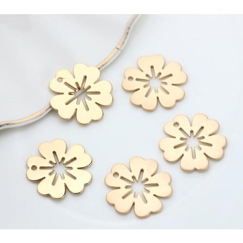 22mm 10pcs/lot Gold Metal Zinc Alloy Charms Hollow Cherry Blossom Flowers Shape Charms For Necklace Earrings Jewelry Accessories