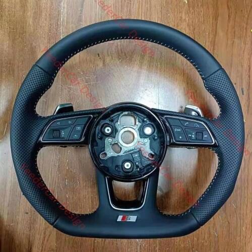 Fully Perforated Leather Steering Wheel Flat Bottom Fully Alcantara for Audi RS3 RS4 RS5 A3 A4 A5 S3 S4 S5 2013-2016