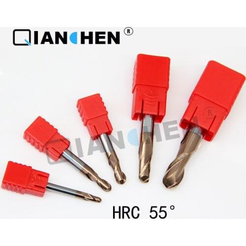 R4-R6 75L R3X150L New HRC55 With Straight Shank Tungsten Steel Ball Nose End Mills 2-Flute Ball Head Milling Cutters Router Bits