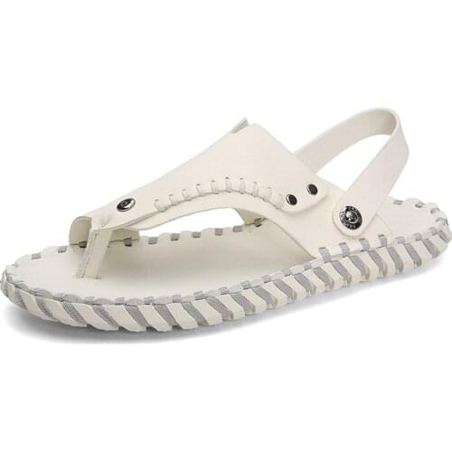 Samool sandalias geta leather breathable sole unisex roman genuine platform outdoor beach slip hombre piel rubber sandals 44 s