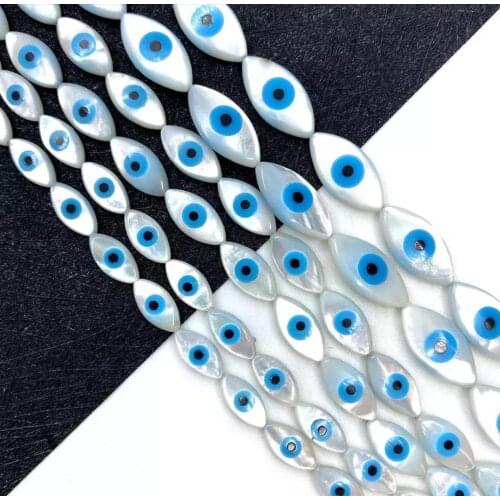 Marquis/blue round/fish/Hamsa blue cats eye mop shell, with fashion charm necklace