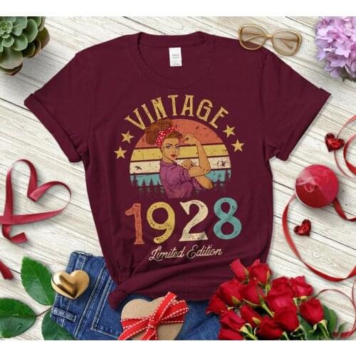 Vintage 1928 Limited Edition Womens T-Shirt 93rd Birthday Gift Women Cotton O Neck Fashion Print Casual Short Sleeve Female top
