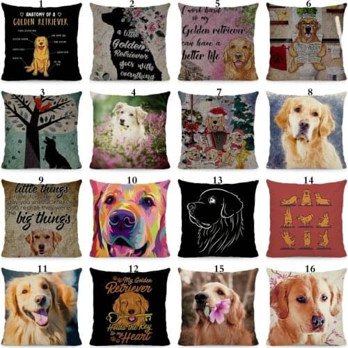 XUNYU Golden Retriever Cushion Cover Dog Style Home Decorative Pillows Case 45x45cm DWG06