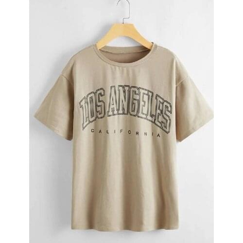 Los Angeles California Painting Women Tumblr Fashion Cute T-Shirt Summer Casual Short Sleeves Printed Tee