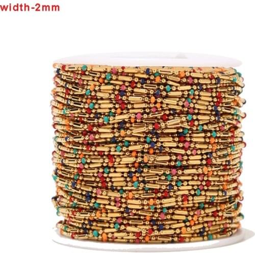 1m/2m/5m Stainless Steel Handmade Gold Mixed Beads Chains 2mm Width Link Chain For DIY Necklace Bracelet Jewelry Making Findings